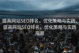 提高网站SEO排名，优化策略与实践，提高网站SEO排名，优化策略与实践指南
