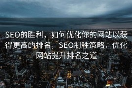 SEO的胜利，如何优化你的网站以获得更高的排名，SEO制胜策略，优化网站提升排名之道