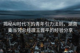 揭秘AI时代下的青年引力法则，湖南麦当劳总经理王晋平的经验分享
