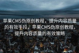 苹果CMS伪原创教程，提升内容质量的有效手段，苹果CMS伪原创教程，提升内容质量的有效策略