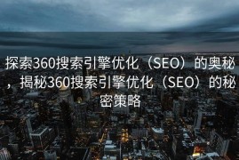 探索360搜索引擎优化（SEO）的奥秘，揭秘360搜索引擎优化（SEO）的秘密策略