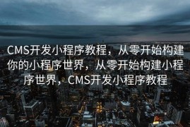 CMS开发小程序教程，从零开始构建你的小程序世界，从零开始构建小程序世界，CMS开发小程序教程