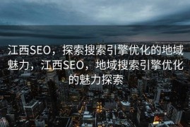江西SEO，探索搜索引擎优化的地域魅力，江西SEO，地域搜索引擎优化的魅力探索