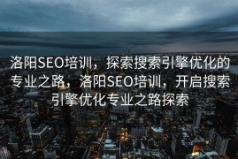 洛阳SEO培训，探索搜索引擎优化的专业之路，洛阳SEO培训，开启搜索引擎优化专业之路探索