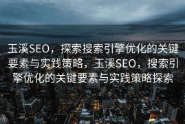 玉溪SEO，探索搜索引擎优化的关键要素与实践策略，玉溪SEO，搜索引擎优化的关键要素与实践策略探索