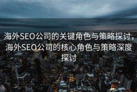 海外SEO公司的关键角色与策略探讨，海外SEO公司的核心角色与策略深度探讨