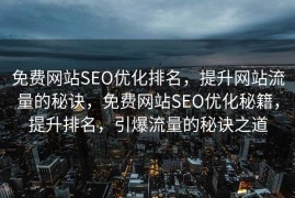 免费网站SEO优化排名，提升网站流量的秘诀，免费网站SEO优化秘籍，提升排名，引爆流量的秘诀之道