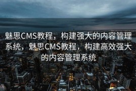 魅思CMS教程，构建强大的内容管理系统，魅思CMS教程，构建高效强大的内容管理系统
