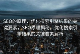 SEO的原理，优化搜索引擎结果的关键要素，SEO原理揭秘，优化搜索引擎结果的关键要素解析