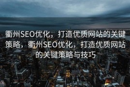 衢州SEO优化，打造优质网站的关键策略，衢州SEO优化，打造优质网站的关键策略与技巧