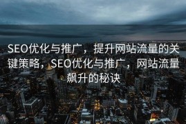 SEO优化与推广，提升网站流量的关键策略，SEO优化与推广，网站流量飙升的秘诀