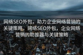 网络SEO外包，助力企业网络营销的关键策略，网络SEO外包，企业网络营销的助推器与关键策略