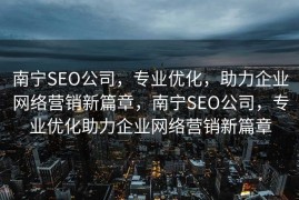 南宁SEO公司，专业优化，助力企业网络营销新篇章，南宁SEO公司，专业优化助力企业网络营销新篇章