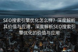 SEO搜索引擎优化怎么样？深度解析其价值与应用，深度解析SEO搜索引擎优化的价值与应用
