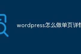 wordpress怎么做单页详情