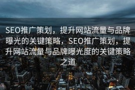 SEO推广策划，提升网站流量与品牌曝光的关键策略，SEO推广策划，提升网站流量与品牌曝光度的关键策略之道