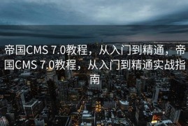 帝国CMS 7.0教程，从入门到精通，帝国CMS 7.0教程，从入门到精通实战指南