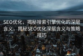 SEO优化，揭秘搜索引擎优化的深层含义，揭秘SEO优化深层含义与策略技巧