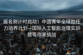 报名倒计时启动！中国青年全球胜任力培养计划—国际人工智能治理实训营等你来挑战