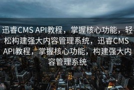 迅睿CMS API教程，掌握核心功能，轻松构建强大内容管理系统，迅睿CMS API教程，掌握核心功能，构建强大内容管理系统