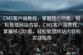 CMS客户端教程，掌握核心功能，轻松管理网站内容，CMS客户端教程，掌握核心功能，轻松管理网站内容的实战指南