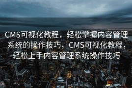 CMS可视化教程，轻松掌握内容管理系统的操作技巧，CMS可视化教程，轻松上手内容管理系统操作技巧