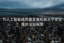 为人工智能高质量发展和高水平安全提供法治保障