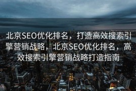 北京SEO优化排名，打造高效搜索引擎营销战略，北京SEO优化排名，高效搜索引擎营销战略打造指南