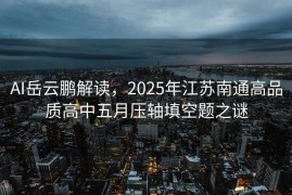 AI岳云鹏解读，2025年江苏南通高品质高中五月压轴填空题之谜