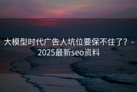 大模型时代广告人坑位要保不住了？-2025最新seo资料