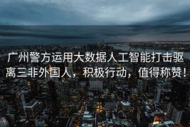 广州警方运用大数据人工智能打击驱离三非外国人，积极行动，值得称赞！