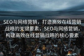 SEO与网络营销，打造高效在线营销战略的关键要素，SEO与网络营销，构建高效在线营销战略的核心要素