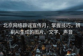 北京网络辟谣宣传月，掌握技巧，辨别AI生成的图片、文字、声音