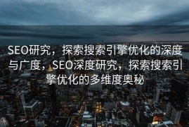 SEO研究，探索搜索引擎优化的深度与广度，SEO深度研究，探索搜索引擎优化的多维度奥秘