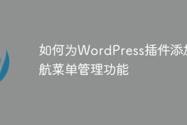 如何为WordPress插件添加导航菜单管理功能