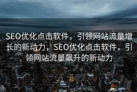SEO优化点击软件，引领网站流量增长的新动力，SEO优化点击软件，引领网站流量飙升的新动力