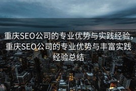 重庆SEO公司的专业优势与实践经验，重庆SEO公司的专业优势与丰富实践经验总结