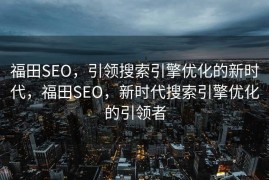 福田SEO，引领搜索引擎优化的新时代，福田SEO，新时代搜索引擎优化的引领者