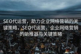 SEO代运营，助力企业网络营销的关键策略，SEO代运营，企业网络营销的助推器与关键策略