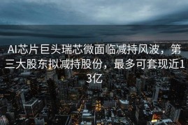 AI芯片巨头瑞芯微面临减持风波，第三大股东拟减持股份，最多可套现近13亿