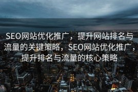 SEO网站优化推广，提升网站排名与流量的关键策略，SEO网站优化推广，提升排名与流量的核心策略