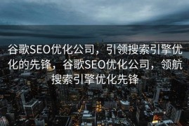 谷歌SEO优化公司，引领搜索引擎优化的先锋，谷歌SEO优化公司，领航搜索引擎优化先锋