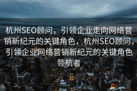 杭州SEO顾问，引领企业走向网络营销新纪元的关键角色，杭州SEO顾问，引领企业网络营销新纪元的关键角色领航者