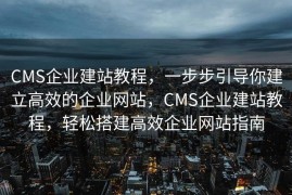 CMS企业建站教程，一步步引导你建立高效的企业网站，CMS企业建站教程，轻松搭建高效企业网站指南