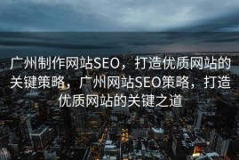 广州制作网站SEO，打造优质网站的关键策略，广州网站SEO策略，打造优质网站的关键之道