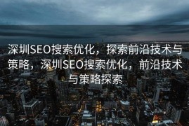 深圳SEO搜索优化，探索前沿技术与策略，深圳SEO搜索优化，前沿技术与策略探索