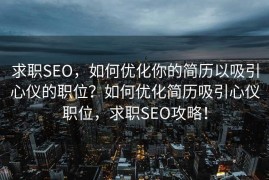 求职SEO，如何优化你的简历以吸引心仪的职位？如何优化简历吸引心仪职位，求职SEO攻略！