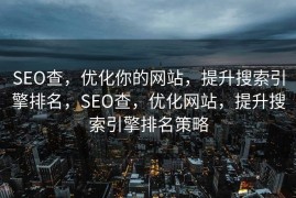 SEO查，优化你的网站，提升搜索引擎排名，SEO查，优化网站，提升搜索引擎排名策略