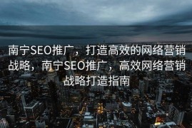 南宁SEO推广，打造高效的网络营销战略，南宁SEO推广，高效网络营销战略打造指南
