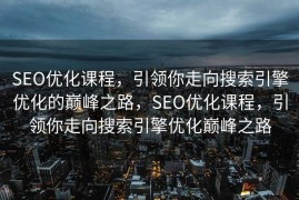 SEO优化课程，引领你走向搜索引擎优化的巅峰之路，SEO优化课程，引领你走向搜索引擎优化巅峰之路